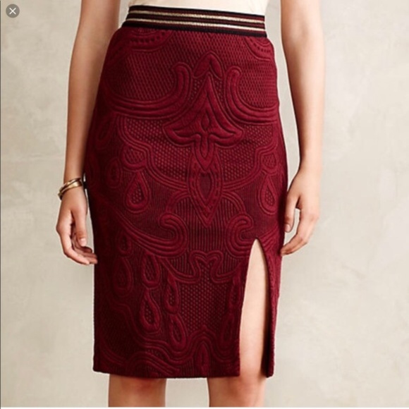 Anthropologie Dresses & Skirts - Anthro Maeve Merlot Jacquard Pencil Skirt L